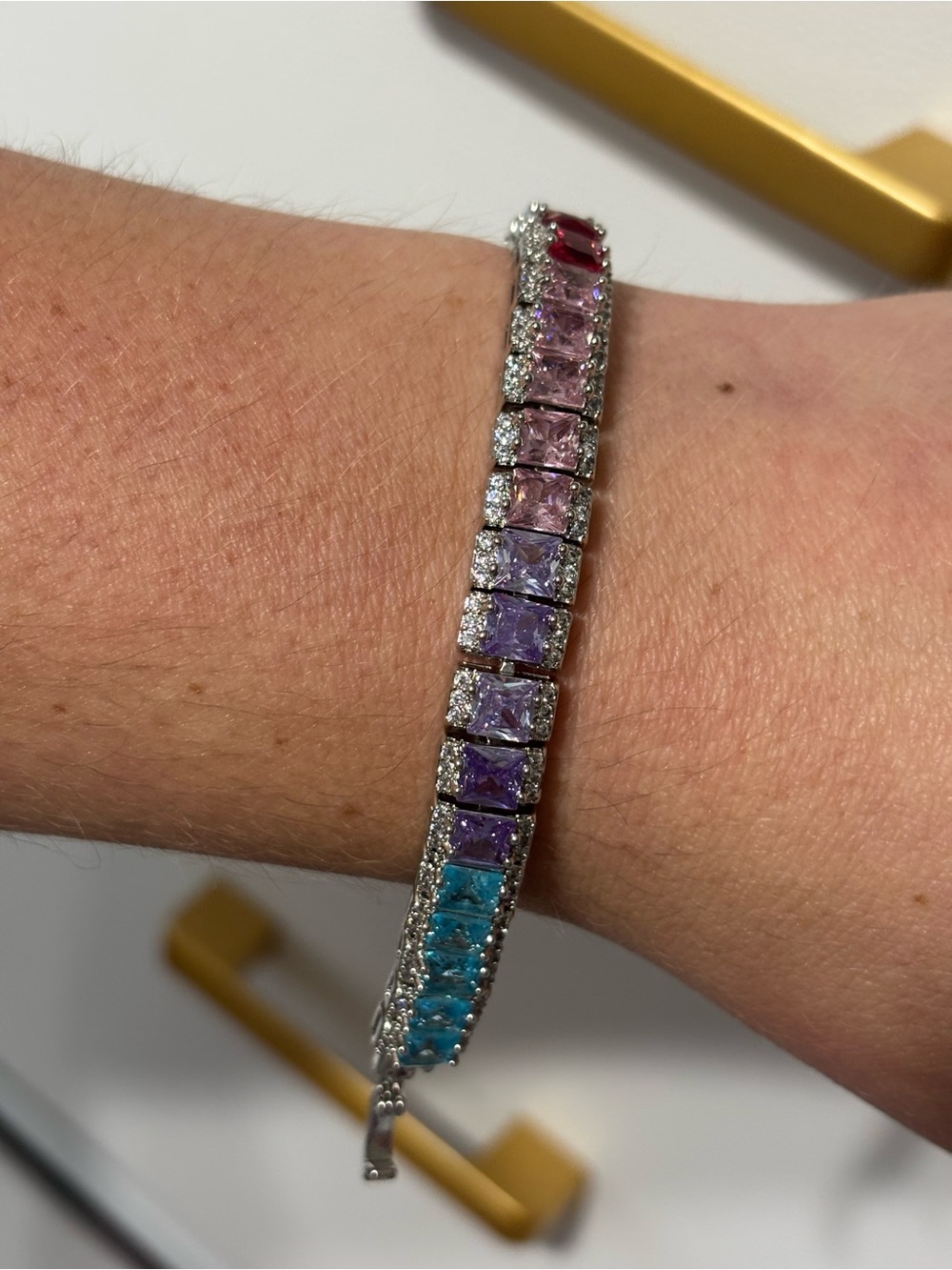 Multi-Color Crystal Tennis Bracelet - Picture 2 of 7